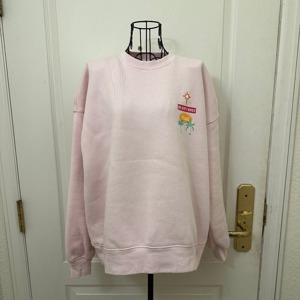 GUC Wild Fable Pink With Graphic Print Pullover Fleece Sweatshirt Size XS
